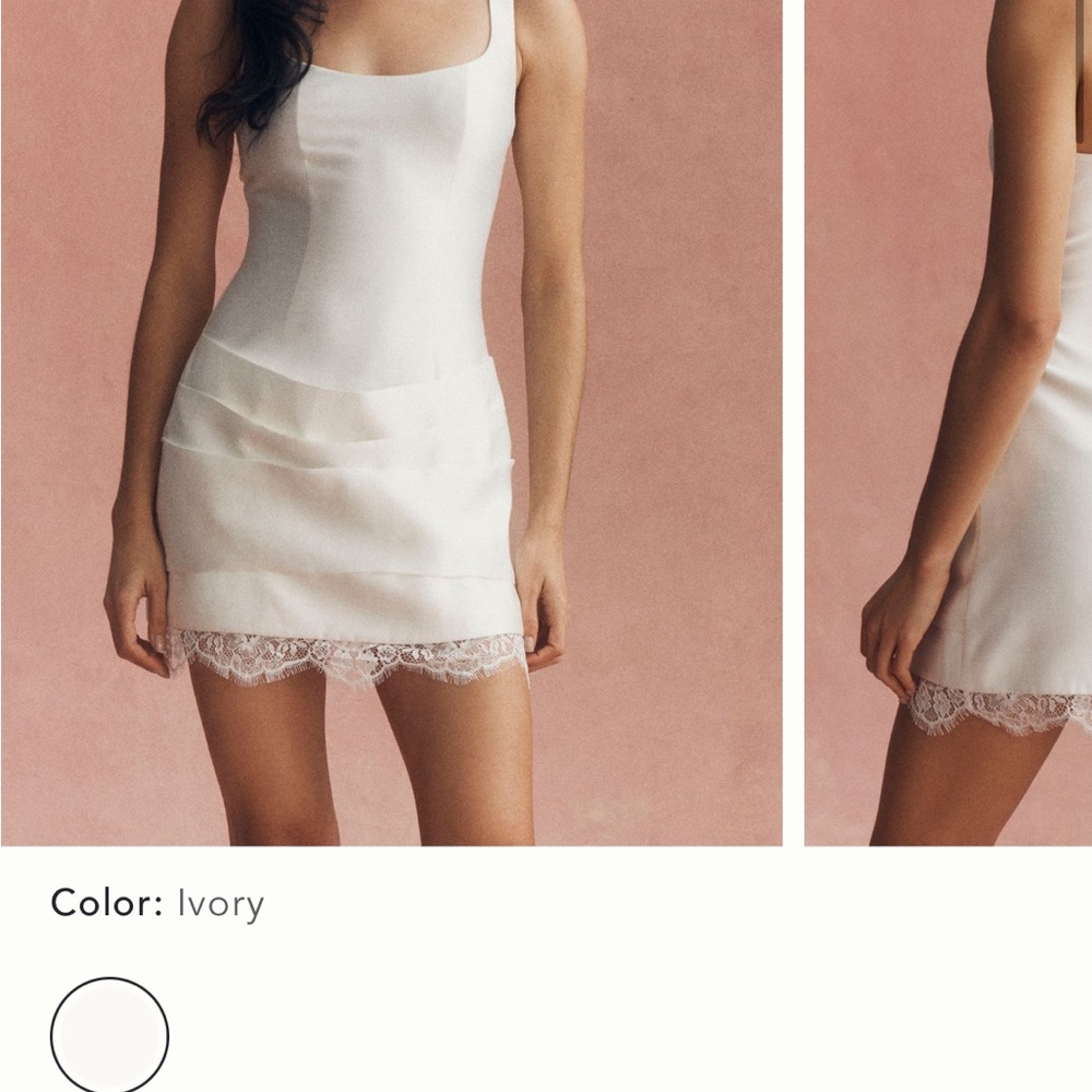 Ivory Lace-Hem Mini Slip Dress